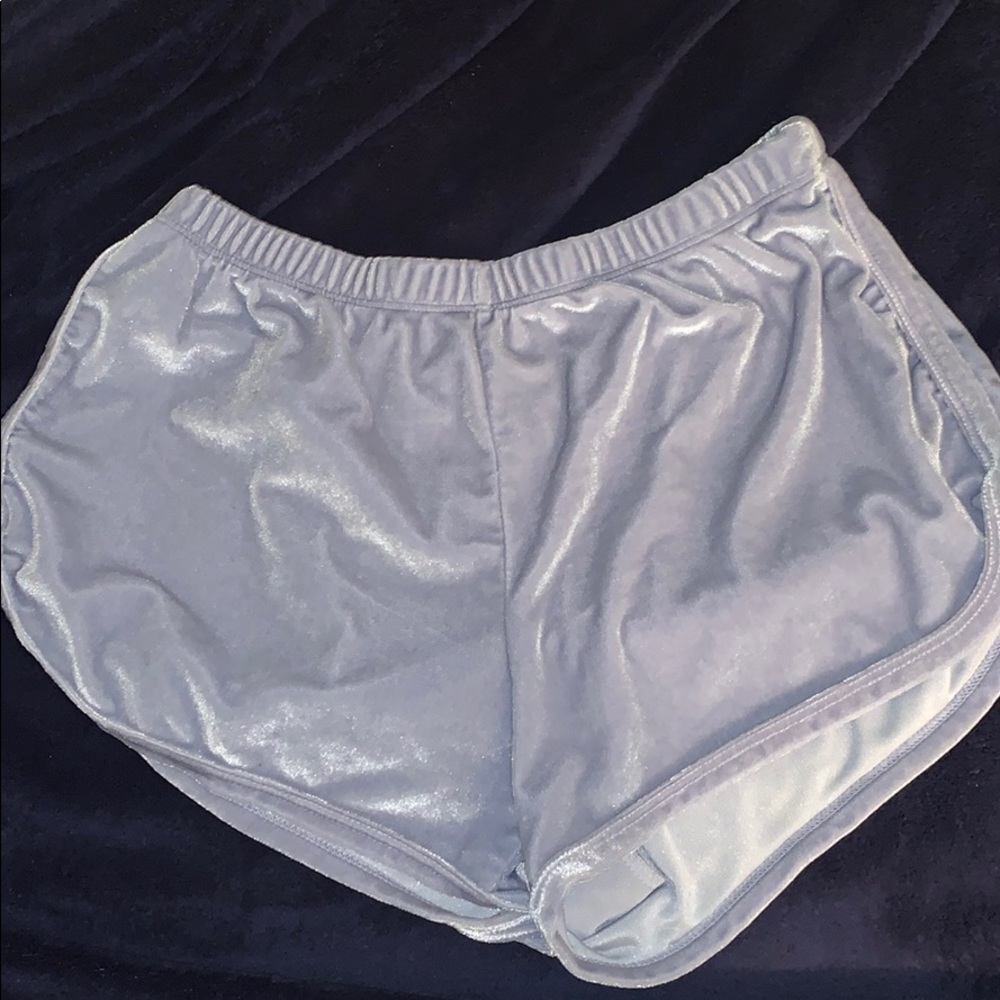 Light blue velvet shorts